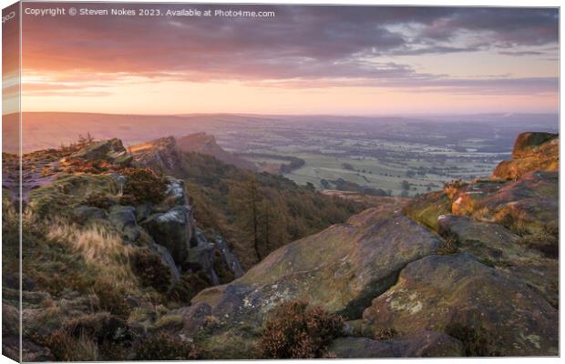 Golden Sunrise over the Roaches Canvas Print by Steven Nokes