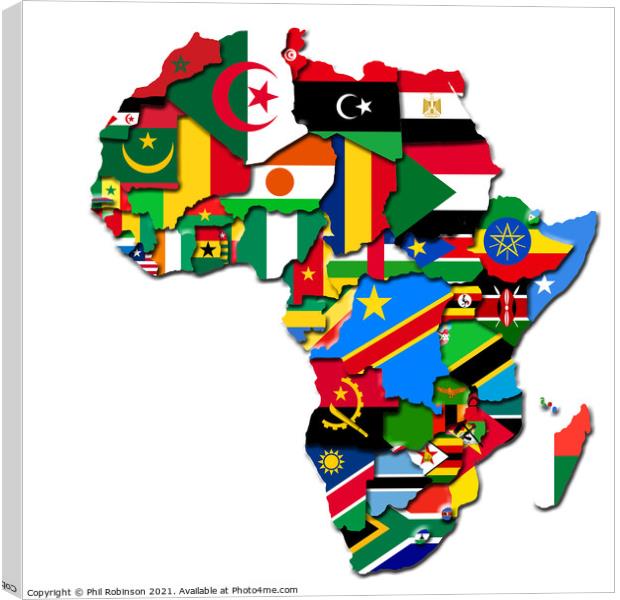Africa Flag Map 2  Canvas Print by Phil Robinson