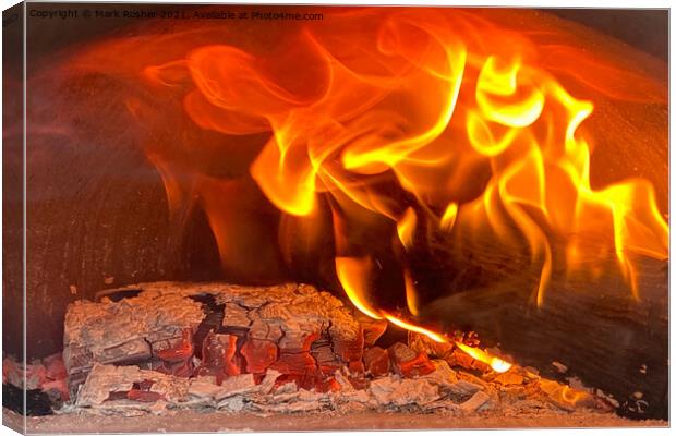 Pizza Oven Fire Canvas Print by Mark Rosher