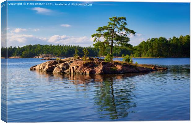Small Island in Swedish Lake Canvas Print by Mark Rosher