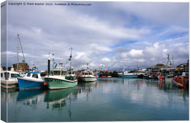 Fishing Fleet in Padstow Harbour Canvas Print by Mark Rosher