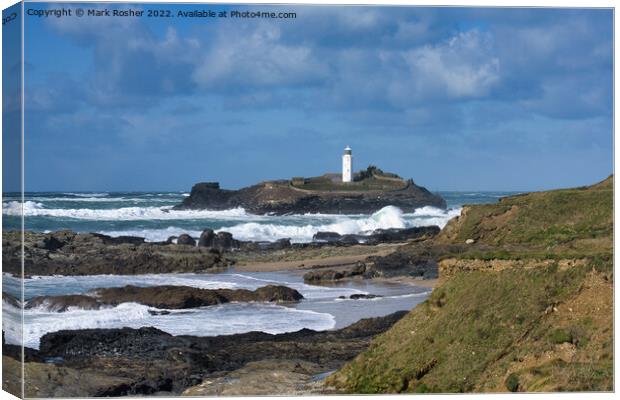 Godrevy Island and Lighthouse Canvas Print by Mark Rosher