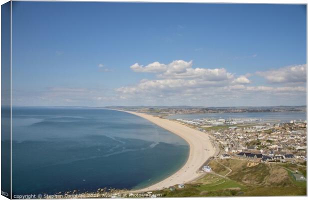 View over Chesil Beach Canvas Print by Stephen Coughlan