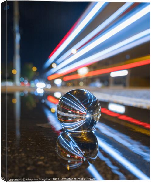 Lensball Bus Trails With Reflections Canvas Print by Stephen Coughlan