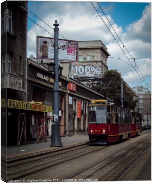 Tram in Warsaw Canvas Print by Stephen Coughlan