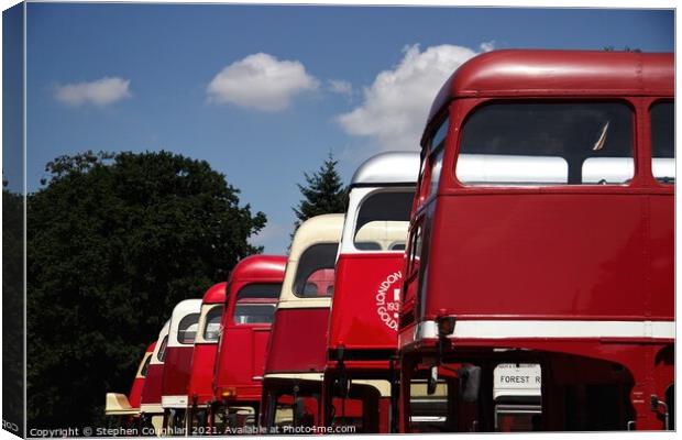 A line of different double decker buses Canvas Print by Stephen Coughlan