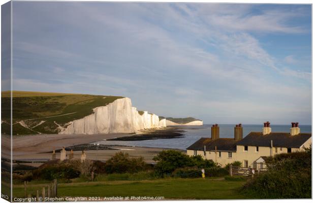 Seven Sisters from Cuckmere Haven Canvas Print by Stephen Coughlan