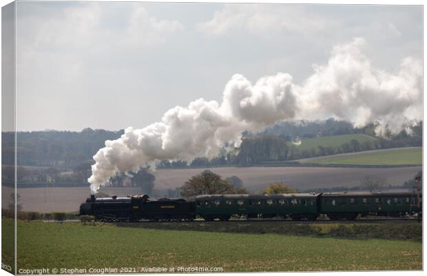 Urie S15 puffs into Ropley Canvas Print by Stephen Coughlan