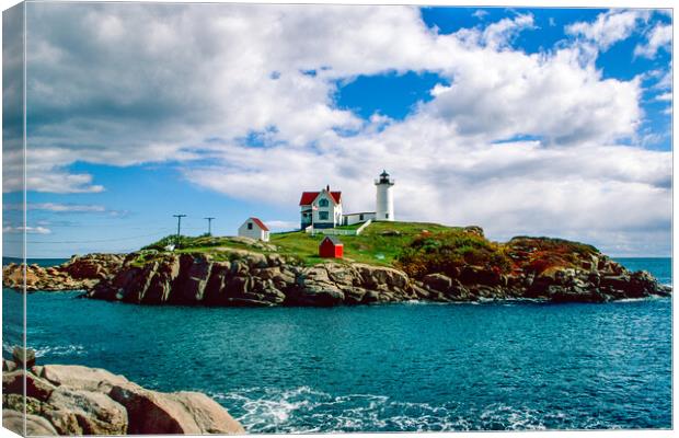 Nubble Lighthouse Canvas Print by Gerry Walden LRPS