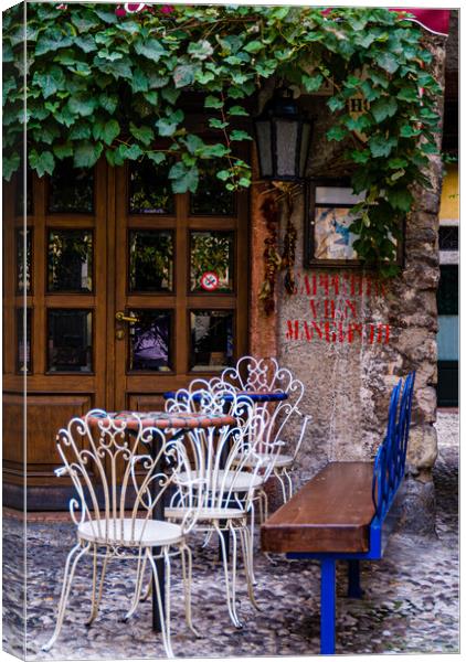Malcesine Cafe Canvas Print by Gerry Walden LRPS
