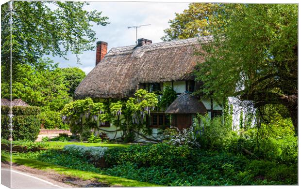 Thatched cottage, Rockbourne Canvas Print by Gerry Walden LRPS