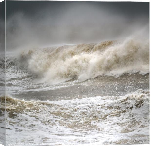 Stormy Waves, Llantwit Major Canvas Print by Simon Connellan