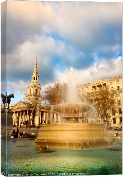 Trafalgar Square Fountains Canvas Print by Simon Connellan