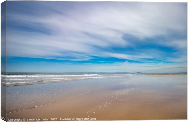 Kenfig Beach and Swansea Bay Canvas Print by Simon Connellan