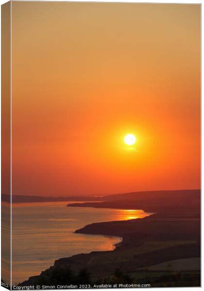 Sunset Isle of Wight Canvas Print by Simon Connellan