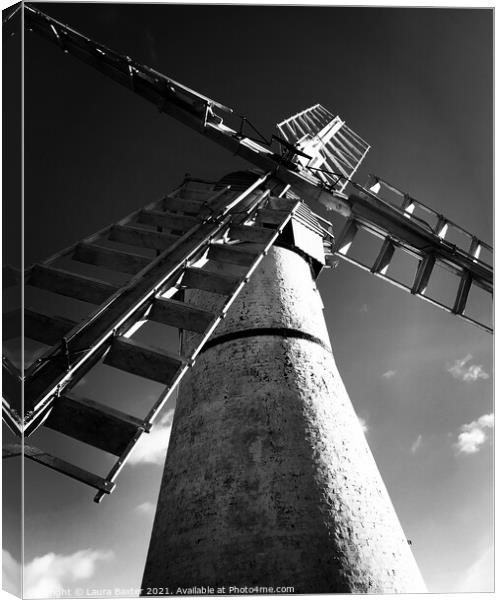 Looking up at Thurne Mill Canvas Print by Laura Baxter