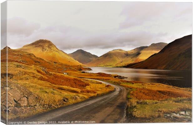 Wastwater, looking to great gable and scafell pike Canvas Print by Denley Dezign