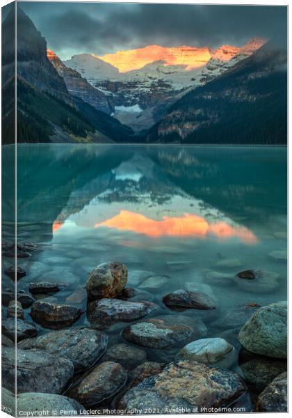 Dramatic Sunrise at Lake Louise Canvas Print by Pierre Leclerc Photography