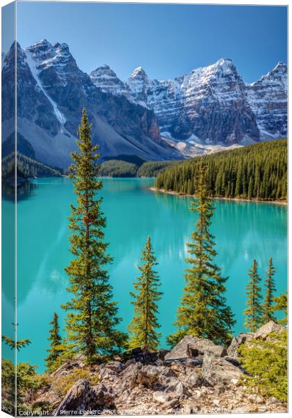 Blue Moraine Lake Canvas Print by Pierre Leclerc Photography