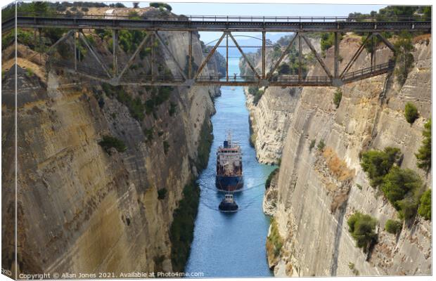 Corinth Canal Canvas Print by Allan Jones