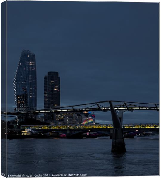 Millenium Bridge | London By Night | Pride Canvas Print by Adam Cooke