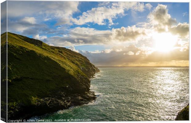 Sunshine Ocean View | Tintagel Castle | Cornwall Canvas Print by Adam Cooke