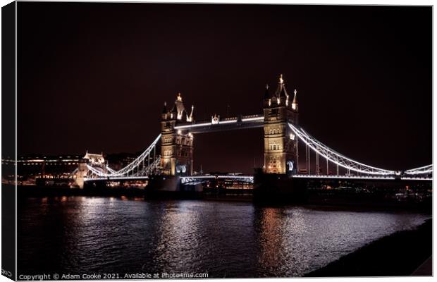 Tower Bridge | London | By Night Canvas Print by Adam Cooke