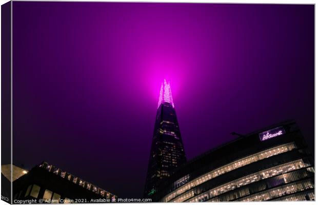 The Shard | London | By Night Canvas Print by Adam Cooke