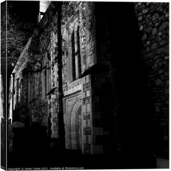 Rochester Cathedral | Side Profiel | Black and Whi Canvas Print by Adam Cooke