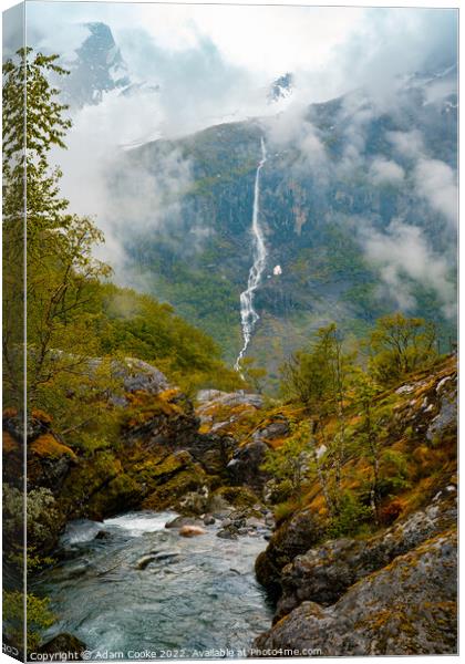 Waterfall | Briksdalsbreen Glacier | Stryn | Olden | Norway Canvas Print by Adam Cooke