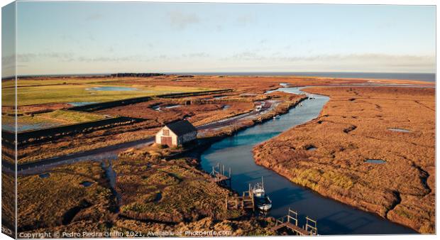 Thornham Staithe with the Coal barn Canvas Print by Pedro 