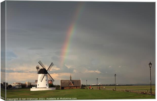 Rainbow at Lytham Windmill Canvas Print by Ian Cramman