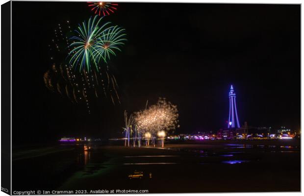 Fireworks over Blackpool Canvas Print by Ian Cramman