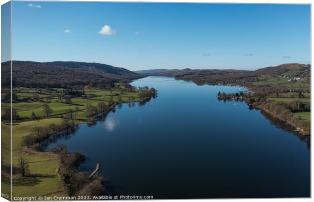 Coniston Water from a drone Canvas Print by Ian Cramman