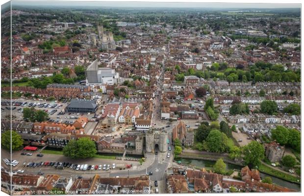 Canterbury from the Westgate  Canvas Print by Evolution Drone