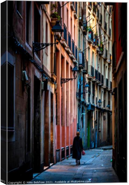 Barcelona Street Life. Canvas Print by Mike Belshaw
