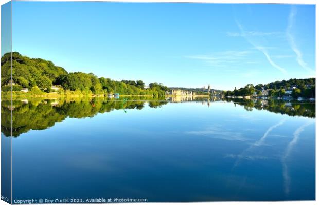 Truro River Reflections Canvas Print by Roy Curtis