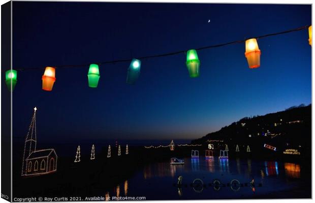 Mousehole Christmas Lights.  Canvas Print by Roy Curtis