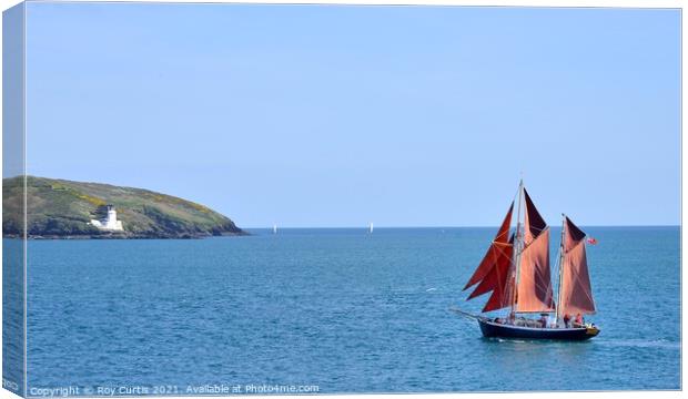 Falmouth Traditional Red Sailed Boat Canvas Print by Roy Curtis