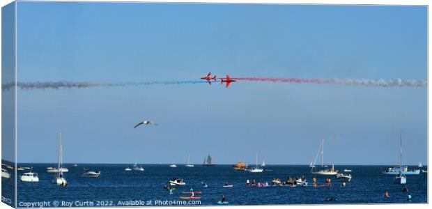 Red Arrows Panorama Canvas Print by Roy Curtis