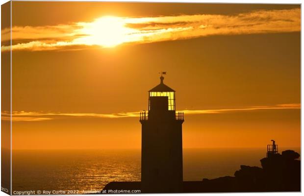 Godrevy Lighthouse Sunset. Canvas Print by Roy Curtis
