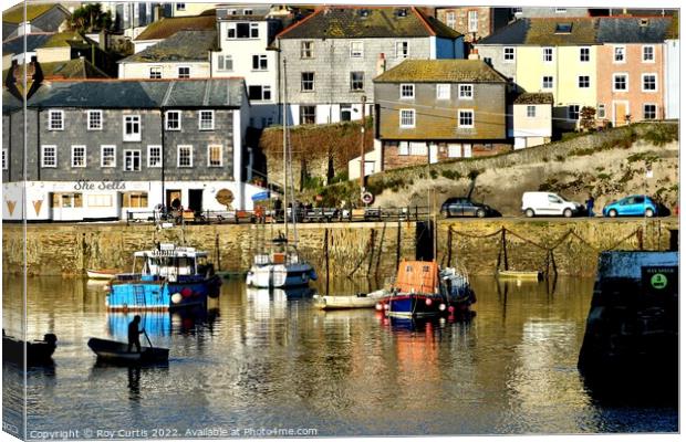 Mevagissey Stern Sculler Canvas Print by Roy Curtis