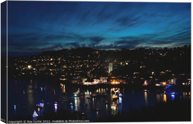 Fowey at Night  Canvas Print by Roy Curtis