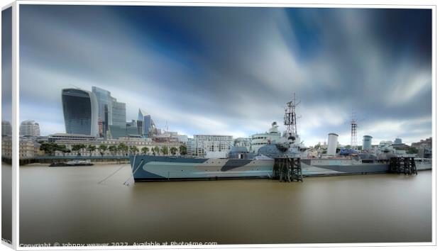 HMS Belfast London River Thames Canvas Print by johnny weaver