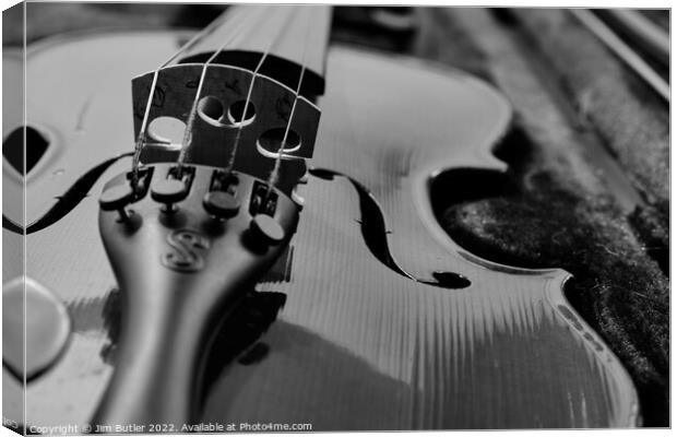 Monochrome Violin  Canvas Print by Jim Butler