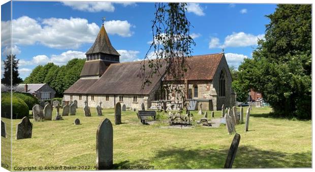 A quiet village church in summer Canvas Print by Richard Baker