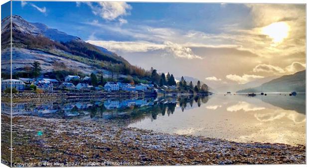 Winter sun over Lochgoilhead Canvas Print by Tim King