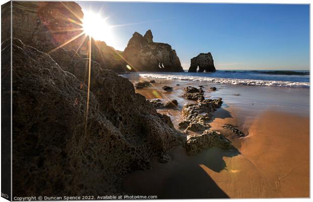 Sunspike at Alvor, The Algarve, Portugal. Canvas Print by Duncan Spence