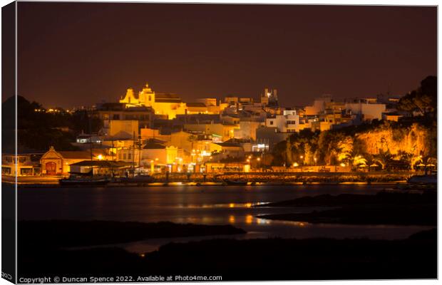 Alvor at Night, The Algarve, Portugal. Canvas Print by Duncan Spence