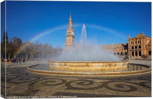 The Rainbow over the Fountain Canvas Print by Duncan Spence